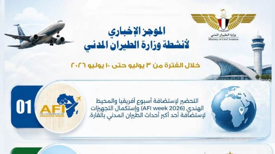 حصاد قطاع الطيران المدني خلال الأسبوع الأول من يوليو