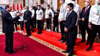 تفاصيل منح السيسي أبطال مصر بأولمبياد طوكيو الأوسمة الرياضية