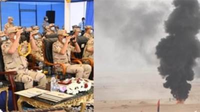 وزير الدفاع يشهد المرحلة الرئيسية للمشروع التكتيكى بالذخيرة الحية لإحدى وحدات الجيش الثالث الميدانى