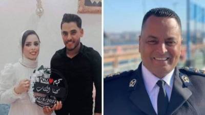 السيدة جيهان أباظة تهنئ العميد عزازي أباظة بحفل زفاف كريمته ريهام