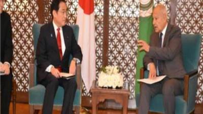 شكري وأبو الغيط ووزير خارجية اليابان يعربون عن تطلعهم لتعزيز التعاون العربي الياباني