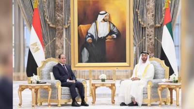 ‎الرئيس عبد الفتاح السيسى يلتقى الشيخ محمد بن زايد بالإمارات لتعزيز العمل العربى المشترك
