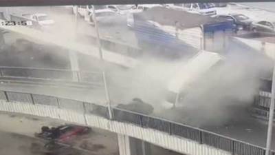 النيابة تعاين موقع حادث تصادم مقطورة و8 سيارات أعلى كوبري المريوطية