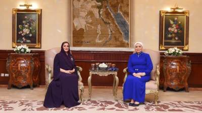  السيدة انتصار السيسى تعبر عن سعادتها بلقاء ضيفة مصر العزيزة حرم سلطان عُمان 