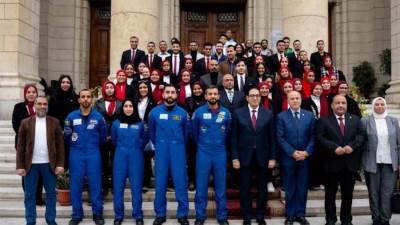 جامعة القاهرة تستقبل صاحب أطول مهمة فضائية في تاريخ العرب و3 من رواد الفضاء 