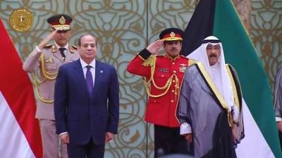 بث مباشر لاستقبال الرئيس السيسي بقصر بيان الأميري بالكويت 