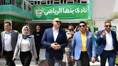 وزير الشباب والرياضة يفتتح أعمال تطوير نادي بنها الرياضي  