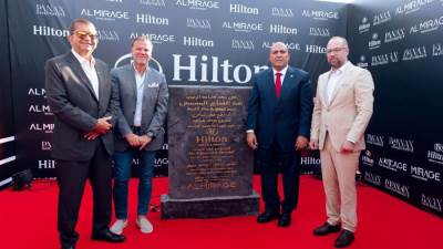 الميراج للتطوير» تضع حجر الأساس لمشروع «هيلتون تاور» وفندق «هيلتون العاصمة» بحضور ممثل «هيلتون العالمية»