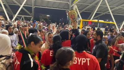 استقبال حافل لمنتخب ناشئات اليد 2008 بعد التتويج ببطولة إفريقيا