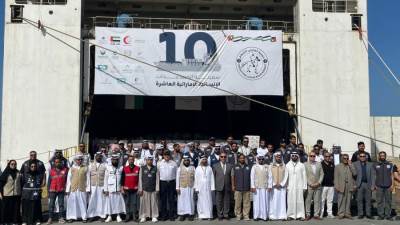 ميناء العريش البحري يستقبل السفينة الإماراتية العاشرة للمساعدات الإنسانية إلى غزةبدعم من وكالة الإمارات للمساعدات الدولية