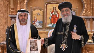 سفير الإمارات يشيد بجهود البابا تواضروس الثاني في تعزيز ثقافة الحوار والسلام 