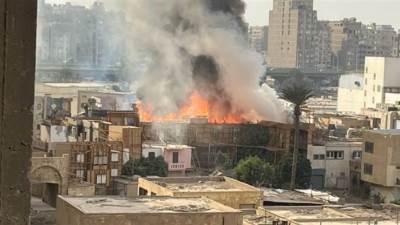 حريق داخل استديو مصر بديكور مسلسل شهير في الهرم