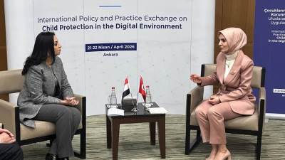 وزيرة التضامن الاجتماعي تلتقي وزيرة الأسرة والخدمات الاجتماعية التركية على هامش اجتماع المائدة المستديرة حول "تبادل السياسات والممارسات الدولية بشأن حماية الطفل في البيئة الرقمية"بأنقرة