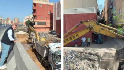 متابعة أعمال الطريق السطحي بجوار الدائري بحي العمرانية تنفيذًا لتوجيهات محافظ الجيزة