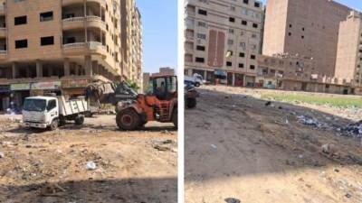 حملة "تجريد" ورفع مخلفات موسعة بشارع "أبو زارع" بالعمرانية