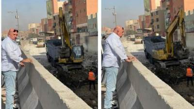 رئيس حي العمرانية يتابع ميدانياً أعمال تطوير الطريق السطحي بجوار "الدائري"