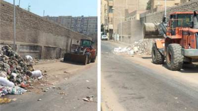 حملة مكثفة لرفع المخلفات بشارع "المصانع" بحي العمرانية بناءً على توجيهات محافظ الجيزة
